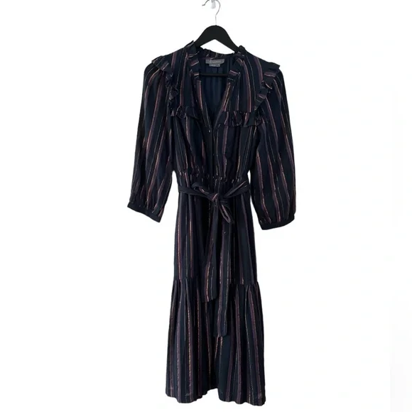 anthropologie striped shirt dress Maeve Belted Bubble-Hem Mini Shirt Dress
